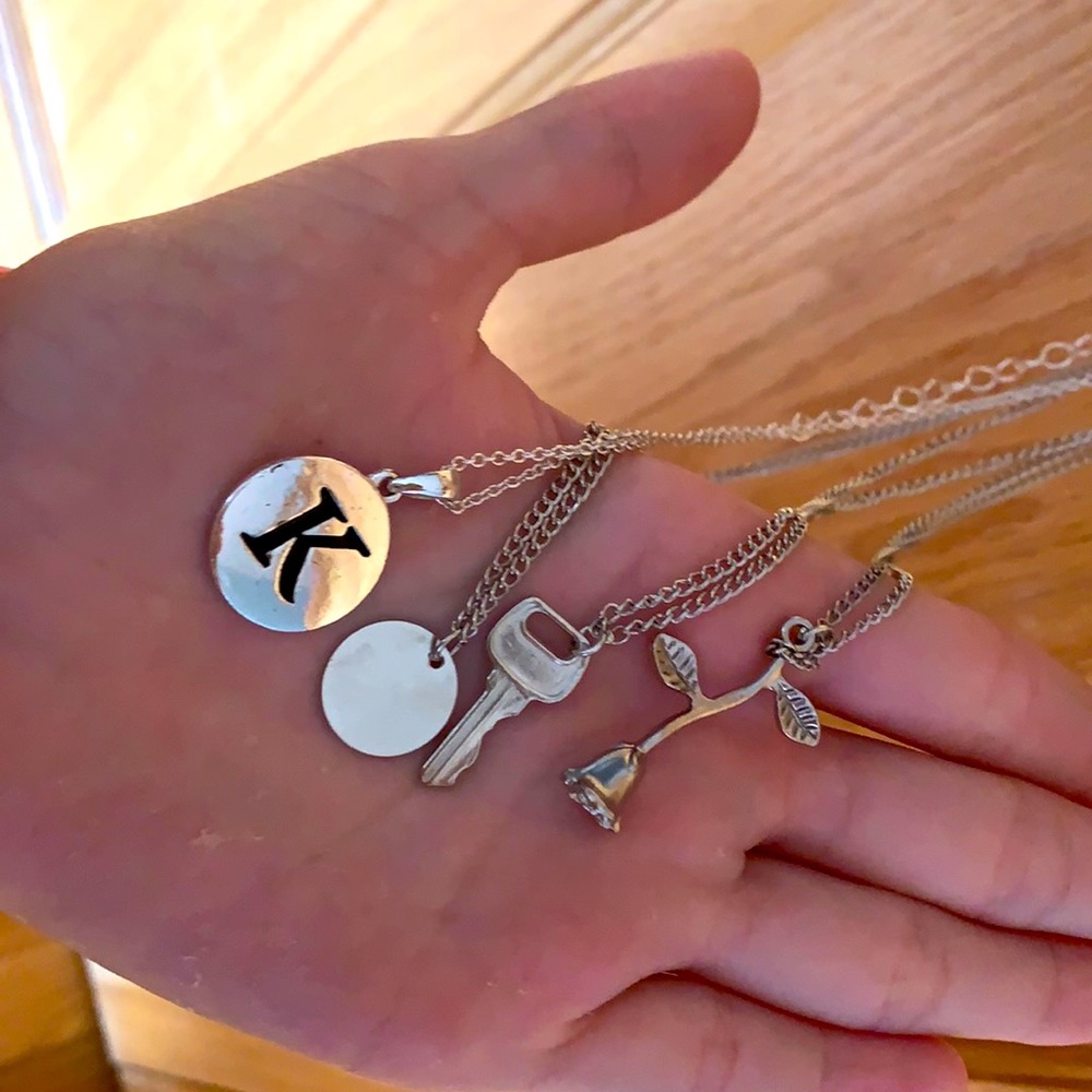 4 silver necklaces
